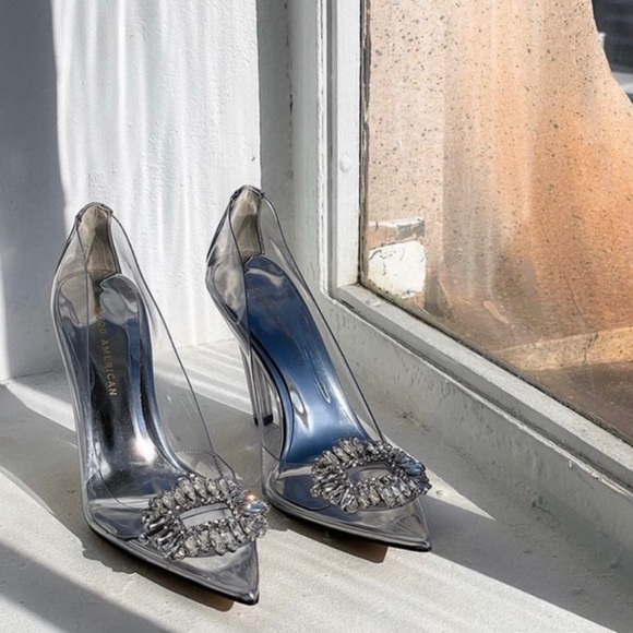 GOOD AMERICAN CINDER-F*CKING-RELLA JEWELED CLEAR PUMP NWOB - Picture 8 of 17